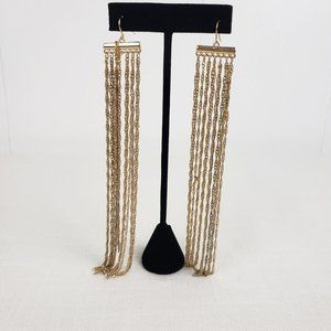Gold Tone Extra Long Chain Earrings  5 1/2" Long